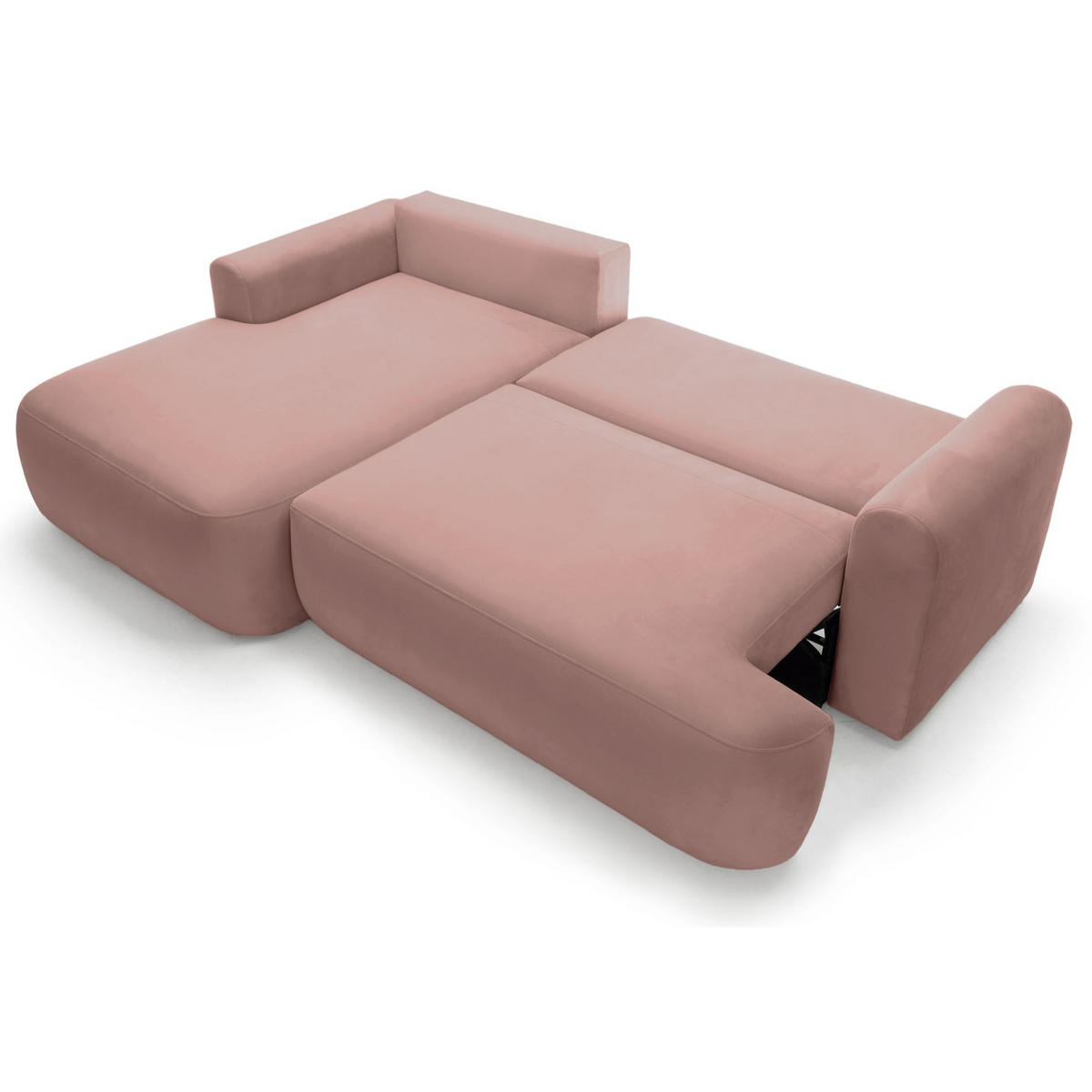 ECKSOFA Ovo Hellrosa mit wasserabweisendem Samtbezug - Hellrosa/Schwarz, Kunststoff/Textil (260/165cm) - Selsey