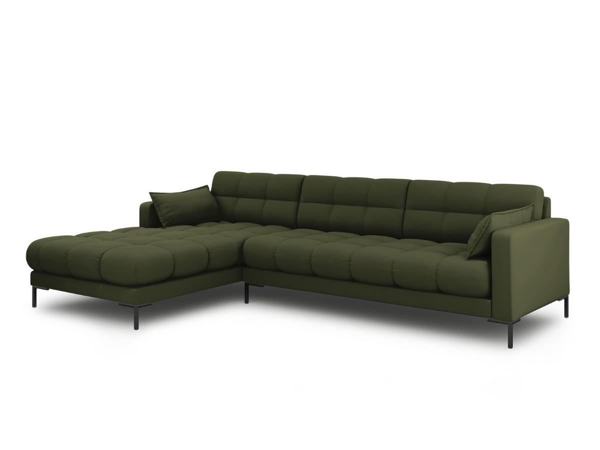 ECKSOFA links Mamaia aus strukturiertem Stoff grün 5 Sitzplätze - Grün, Textil (185/293cm) - Micadoni