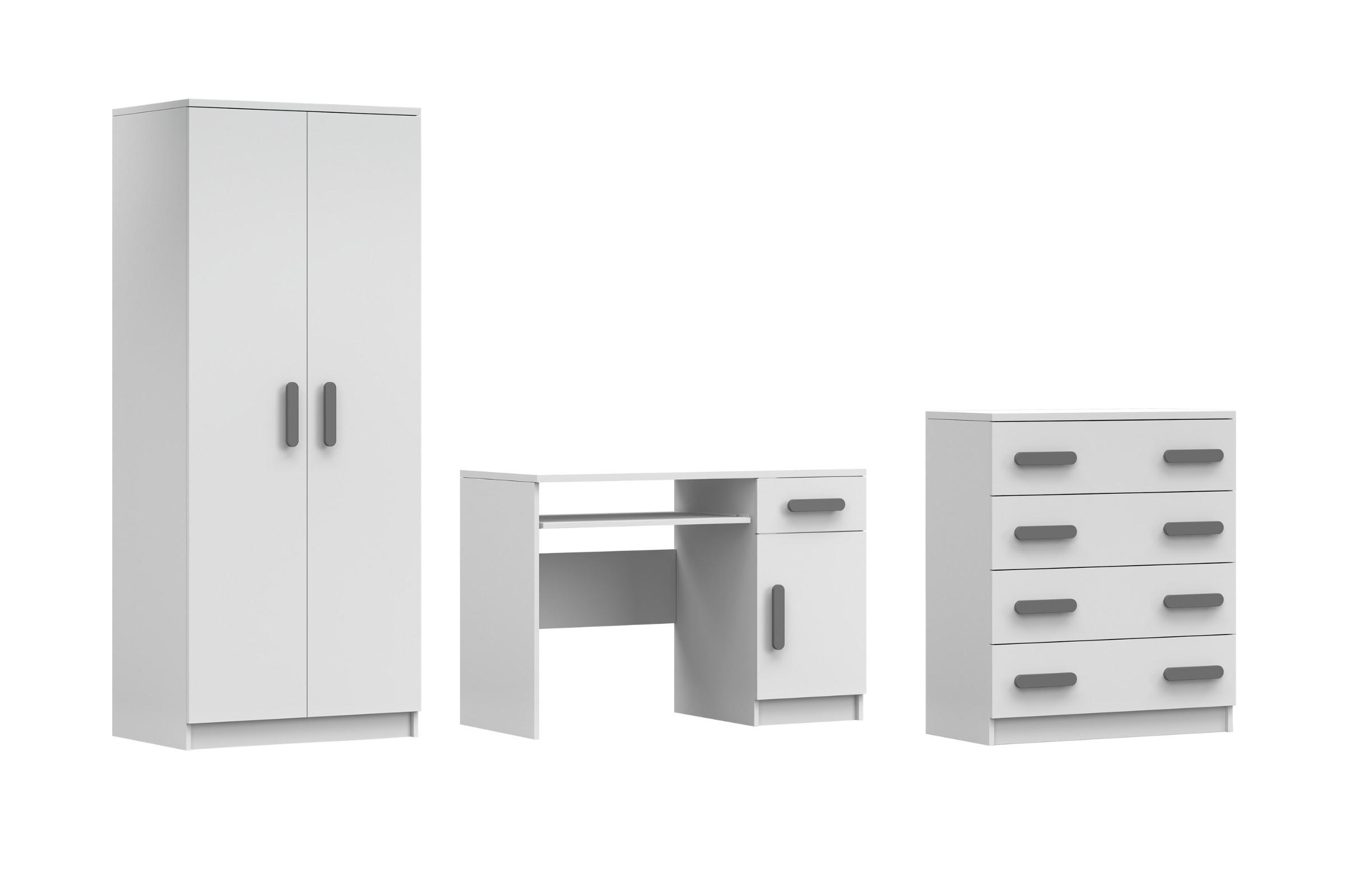 KINDERZIMMER-SET INGE V 3-teilig in Weiß/Grau - Weiß/Grau, Holzwerkstoff (270/50/192cm) - Deine Möbel 24