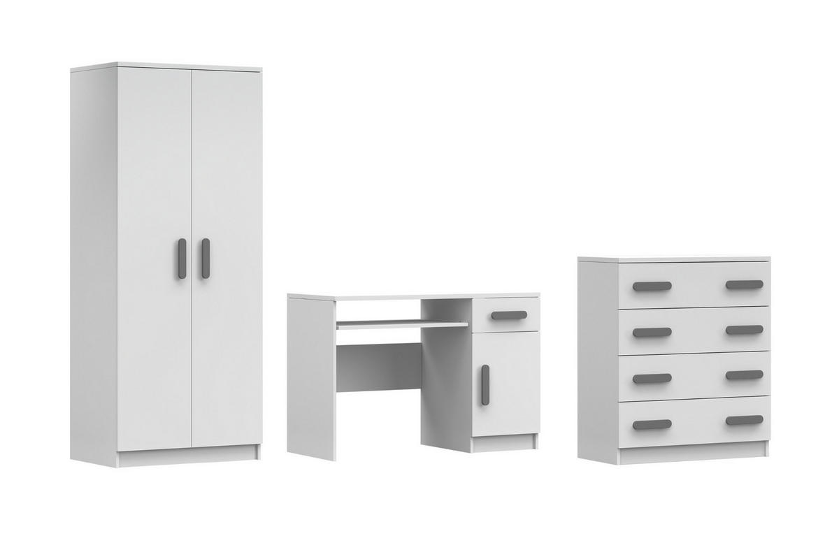 KINDERZIMMER-SET INGE V 3-teilig in Weiß/Grau - Weiß/Grau, Holzwerkstoff (270/50/192cm) - Deine Möbel 24
