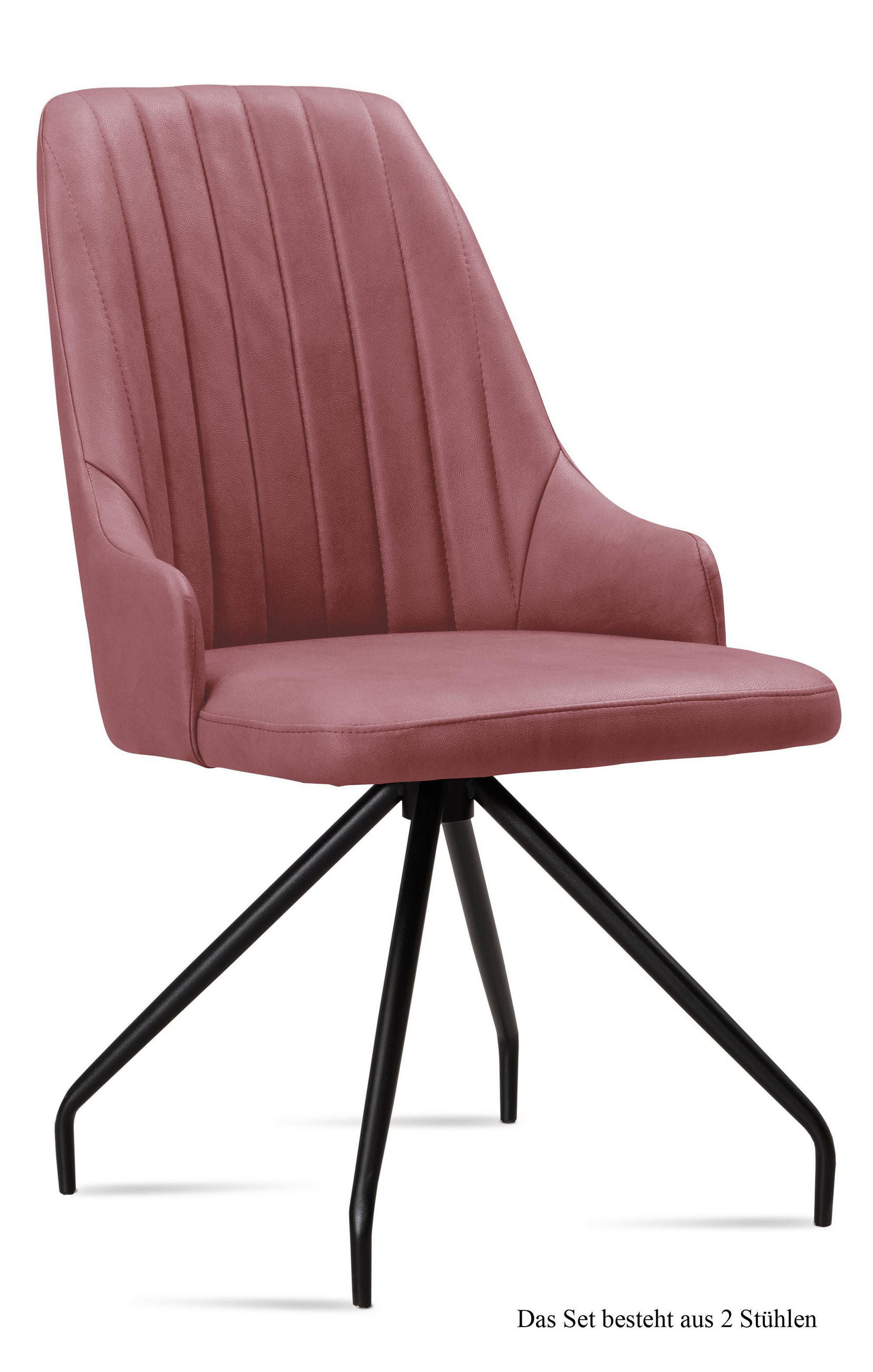 ESSZIMMERSTUHL (2er-Set) Dilara 52x91x60 Schwarz/Rosewood - Dunkelrosa/Schwarz, Kunststoff (60/91/52cm) - 58aufmkessel