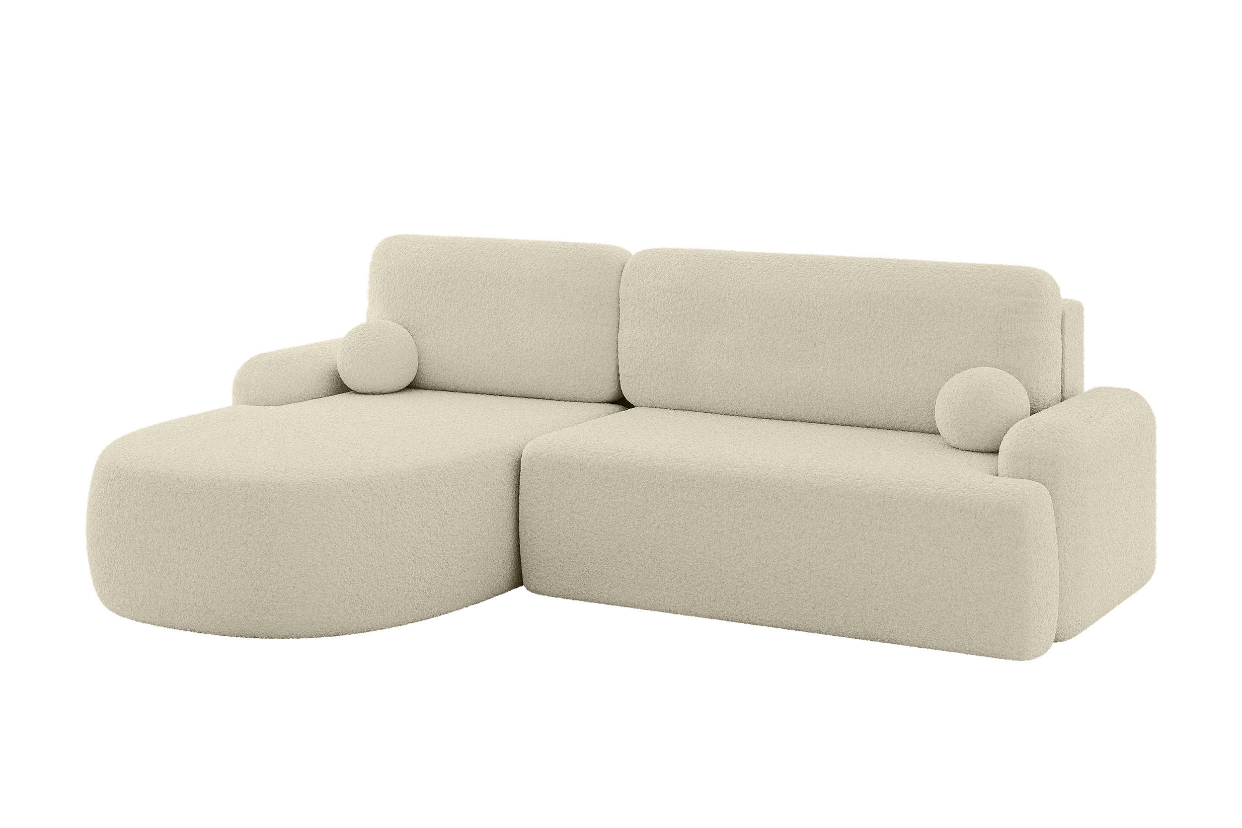 ECKSOFA mit Schlaffunktion und Bettkasten LIRA-L - 264x172x89 Beige - Beige, Holzwerkstoff/Textil (264/172cm) - ALTDECOR