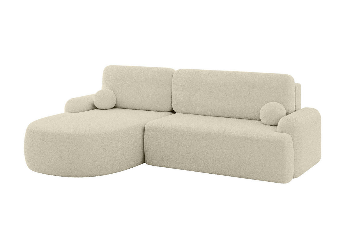 ECKSOFA mit Schlaffunktion und Bettkasten LIRA-L - 264x172x89 Beige - Beige, Holzwerkstoff/Textil (264/172cm) - ALTDECOR