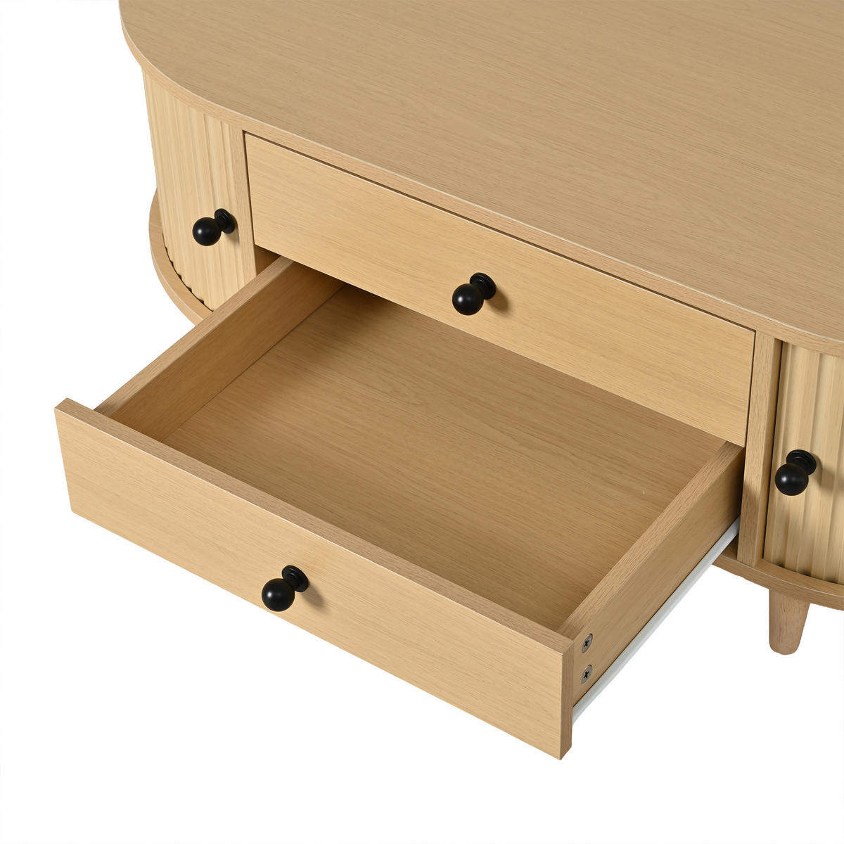 COUCHTISCH heller Naturholzoptik aus MDF mit Massivholzbeinen 100 × 50 × 36 cm - Naturfarben, Holzwerkstoff (50/100/36cm) - Luhomfu
