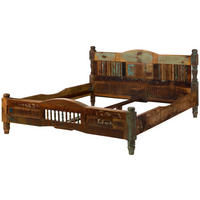 HOLZBETT Altholz 180x200x100 mehrfarbig lackiert FABLE #13 - Multicolor, Holz (180/200cm) - Massivmoebel24