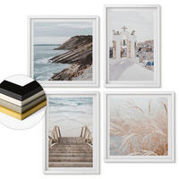 WANDBILDER 4er-Set - 50x50 cm & 40x60 cm Weißer Rahmen - Meeresarchitektur Santorin - Weiß, Kunststoff (50/50cm) - ArtPrintCave