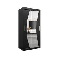 SCHWEBETÜRENSCHRANK 200/100/62 2-türig - Silberfarben/Schwarz, Holz/Kunststoff (100/200/62cm) - Abiks Möbel