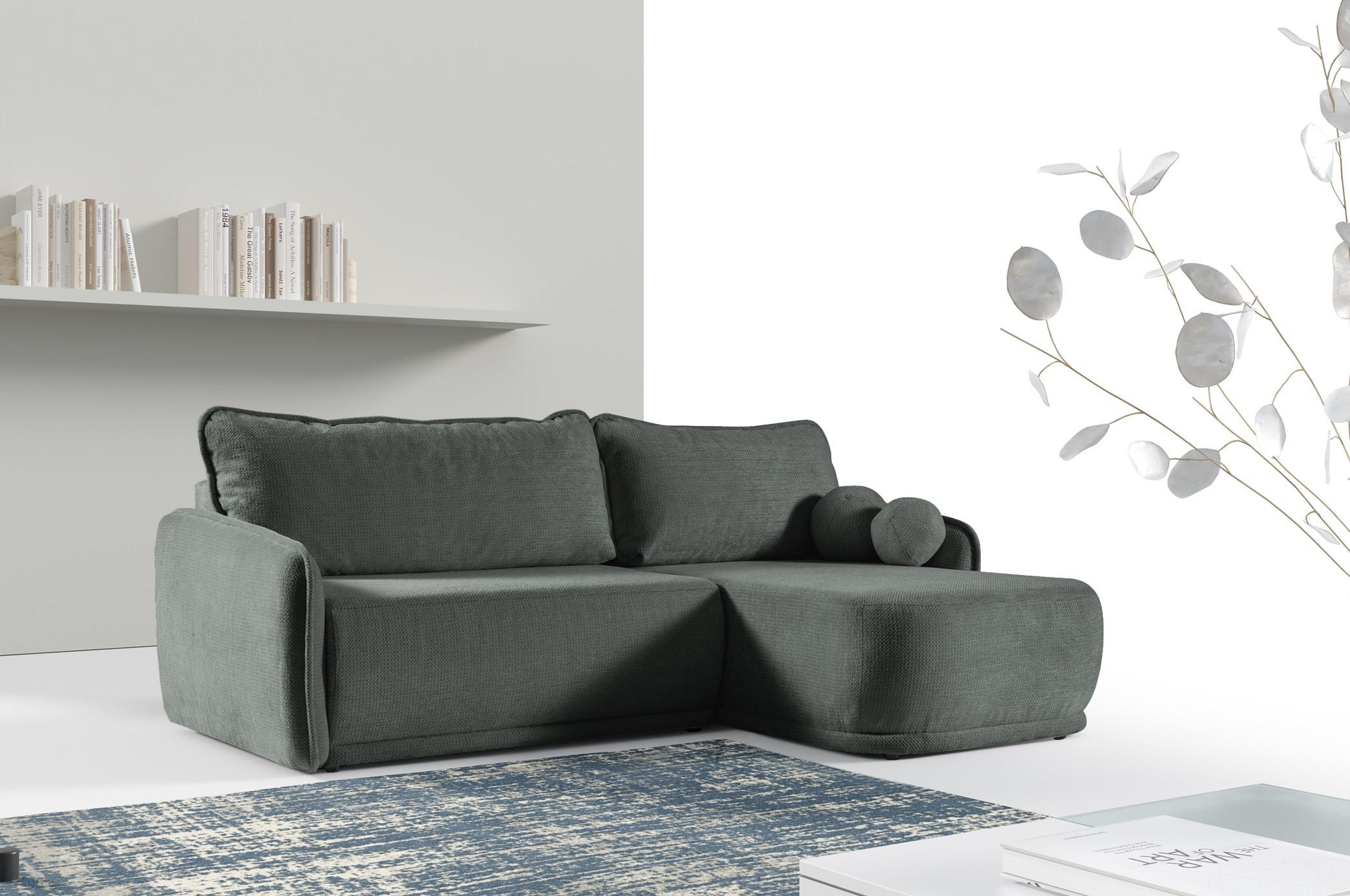 ECKSOFA Cloud Grün, mit Schlaffunktion - Dunkelgrün, Textil (240/167cm) - Bettso