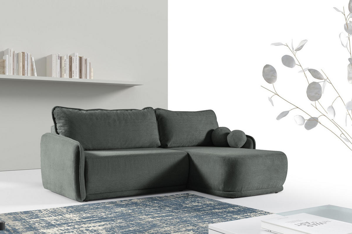 ECKSOFA Cloud Grün, mit Schlaffunktion - Dunkelgrün, Textil (240/167cm) - Bettso