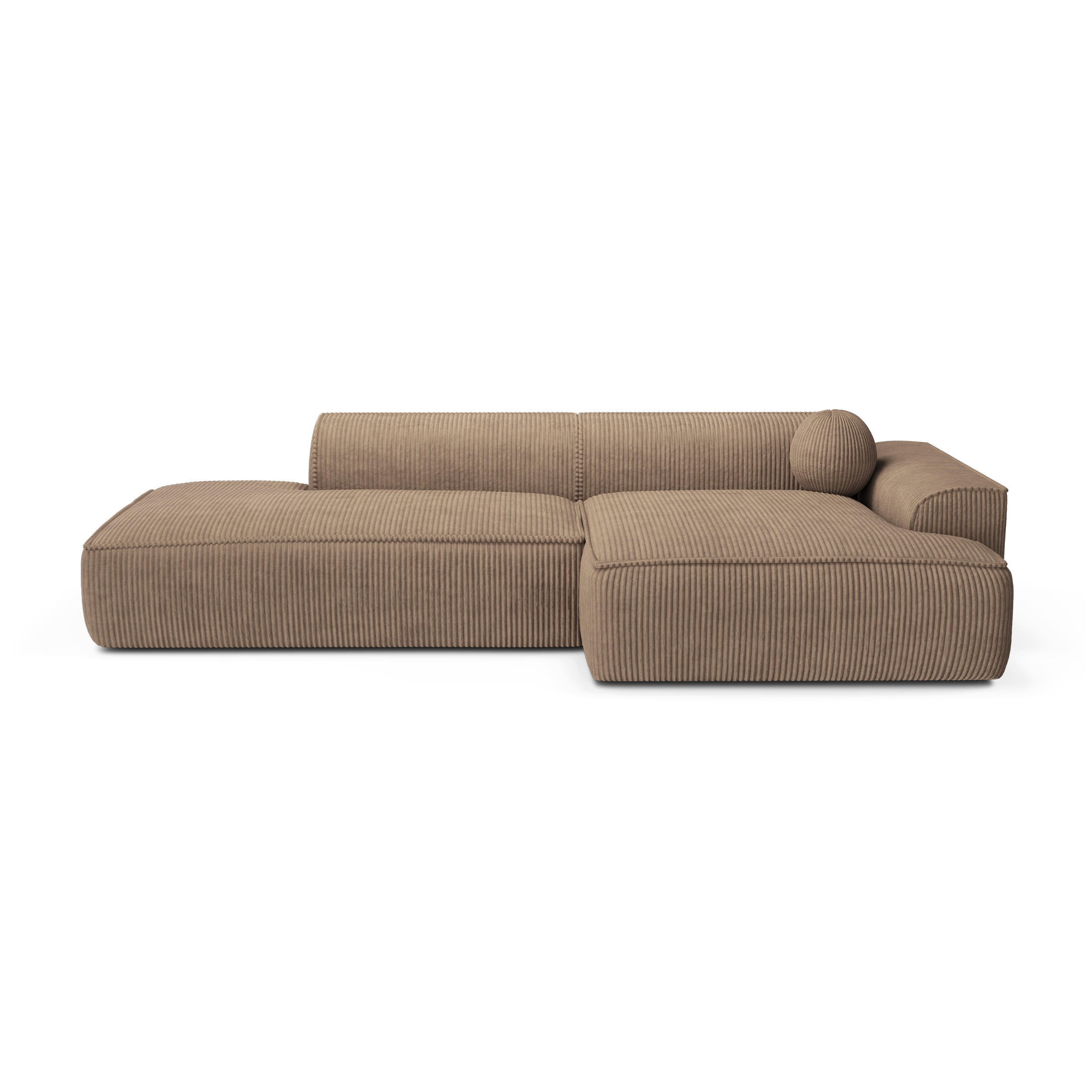 ECKSOFA RECHTS Gerippter Samt Taupe 300cm - Taupe, Textil (300/155cm) - Sia Home