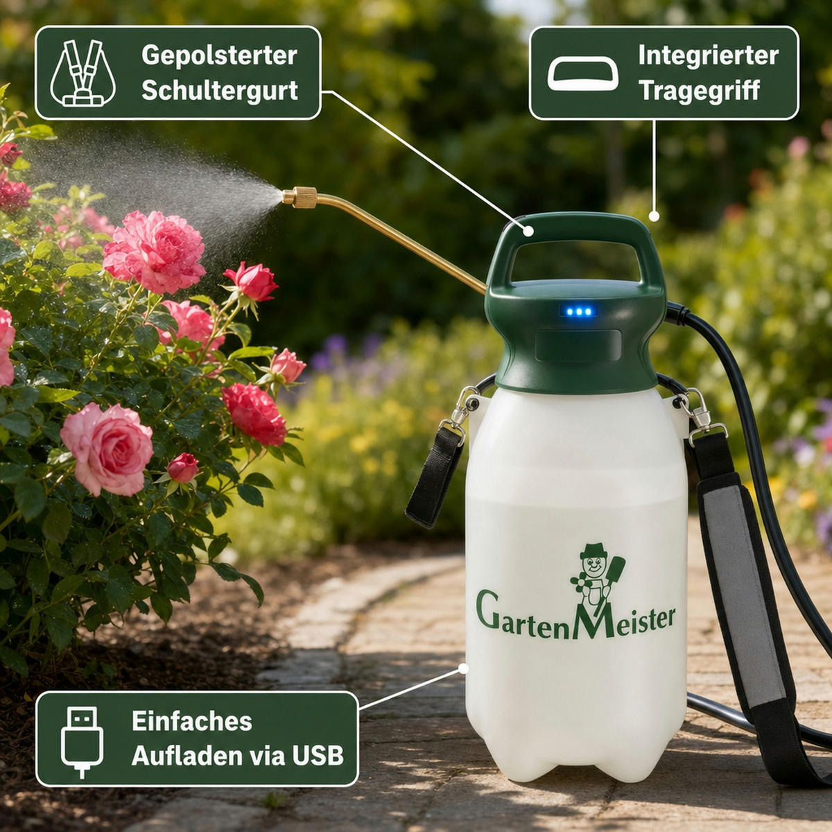 AKKU-SPRÜHGERÄT Li-Ionen 8 Liter 'GM ASL 8' - Ahornfarben, Kunststoff (21/21/51cm) - Westfalia