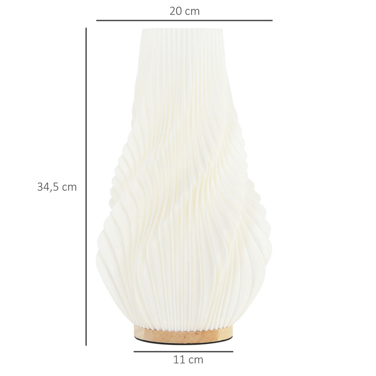 TISCHLAMPE mit 3D-Druck, App/Sprachsteuerung, Weiß - Weiß, Holzwerkstoff (20/20/34.5cm) - HOMCOM