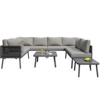 GARTEN-LOUNGESET 120/60/72 cm grau aus Eisen mit 4 Sofas und 2 Tischen - Grau, Metall - OKWISH
