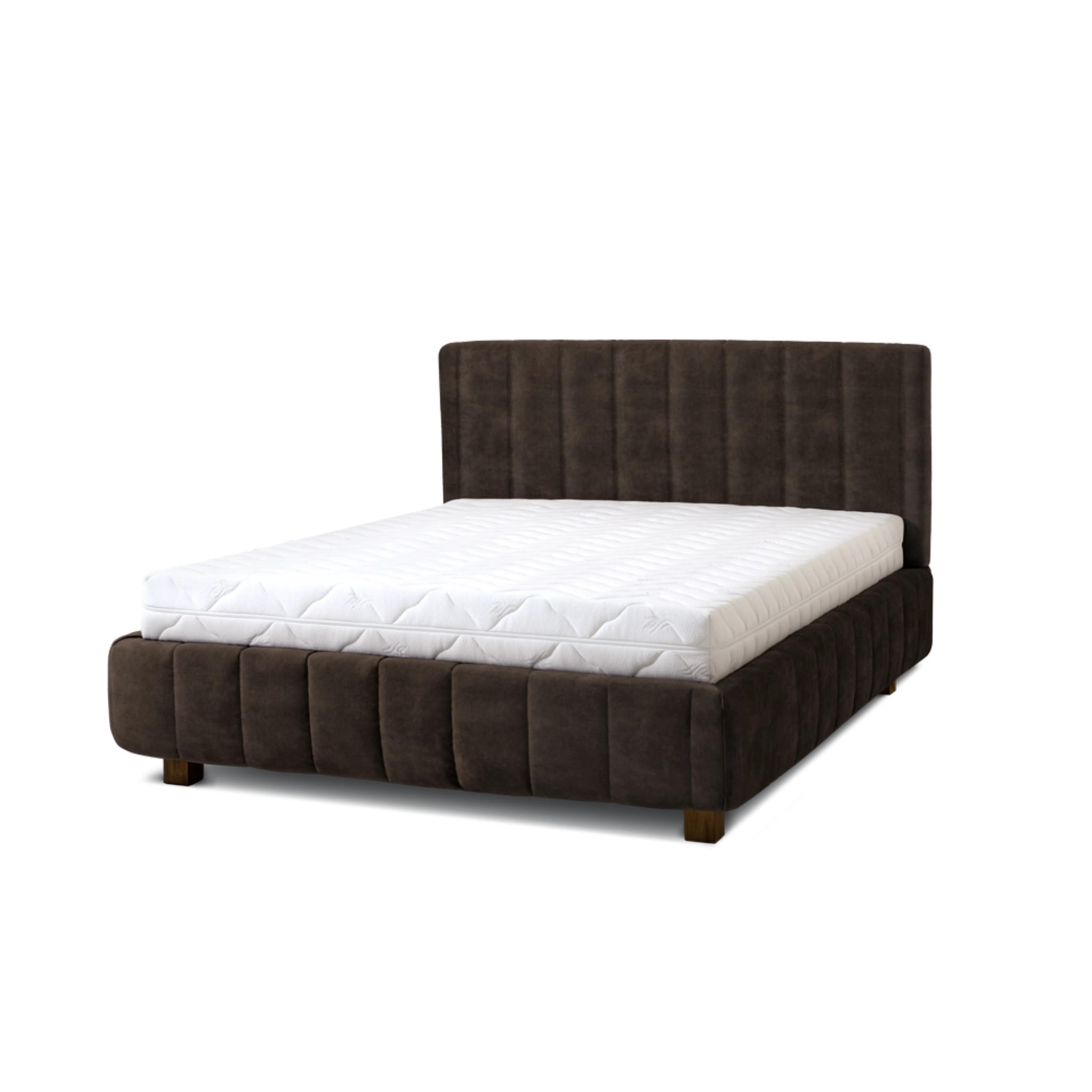 POLSTERBETT Calma 180x200 in Plüsch Chocolate - Dunkelbraun, Holz (180/200cm) - Letti Moderni