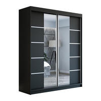 SCHWEBETÜRENSCHRANK 180 CM KRINO Farbe: Schwarz / schwarz / schwarz - Schwarz, Holzwerkstoff (180/215/59.5cm) - A&J MöbelLand