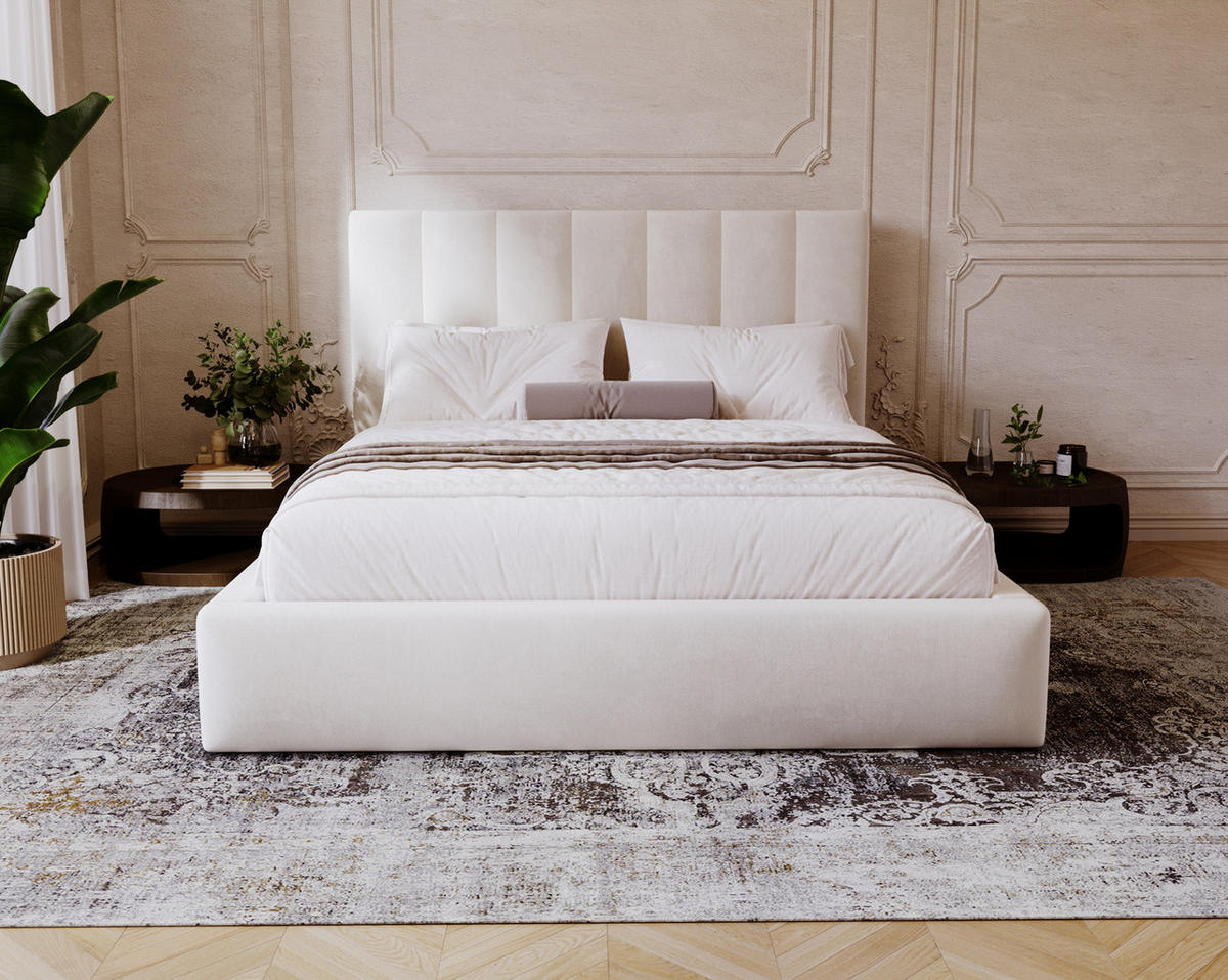 POLSTERBETT 140x200 cm Velor, Lattenrost, Bettkasten, Beige - Beige, Holz/Textil (140/200cm) - Emporius