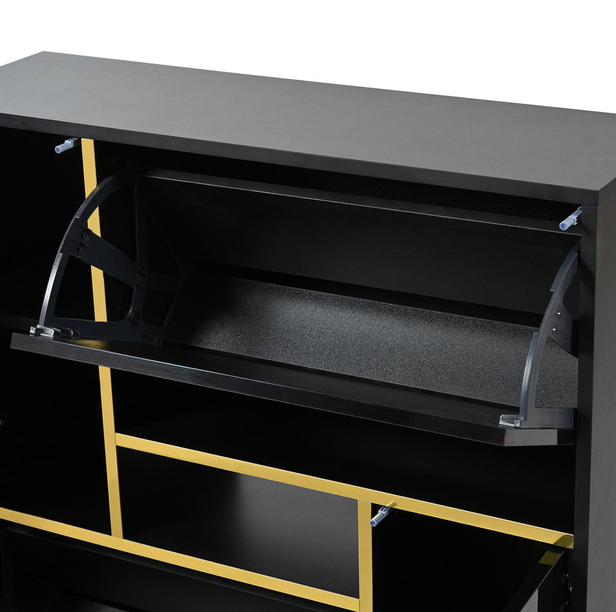 SCHUHSCHRANK 80/96/25 cm Schwarz aus Spanplatte mit LED-Beleuchtung - Schwarz, Holzwerkstoff (80/96/25cm) - OKMYHOME