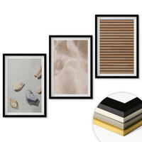 WANDBILDER 3er-Set - 40x60 cm Schwarzer Rahmen - Steine, Holz, Stofftexturen - Schwarz, Kunststoff (40/60cm) - ArtPrintCave