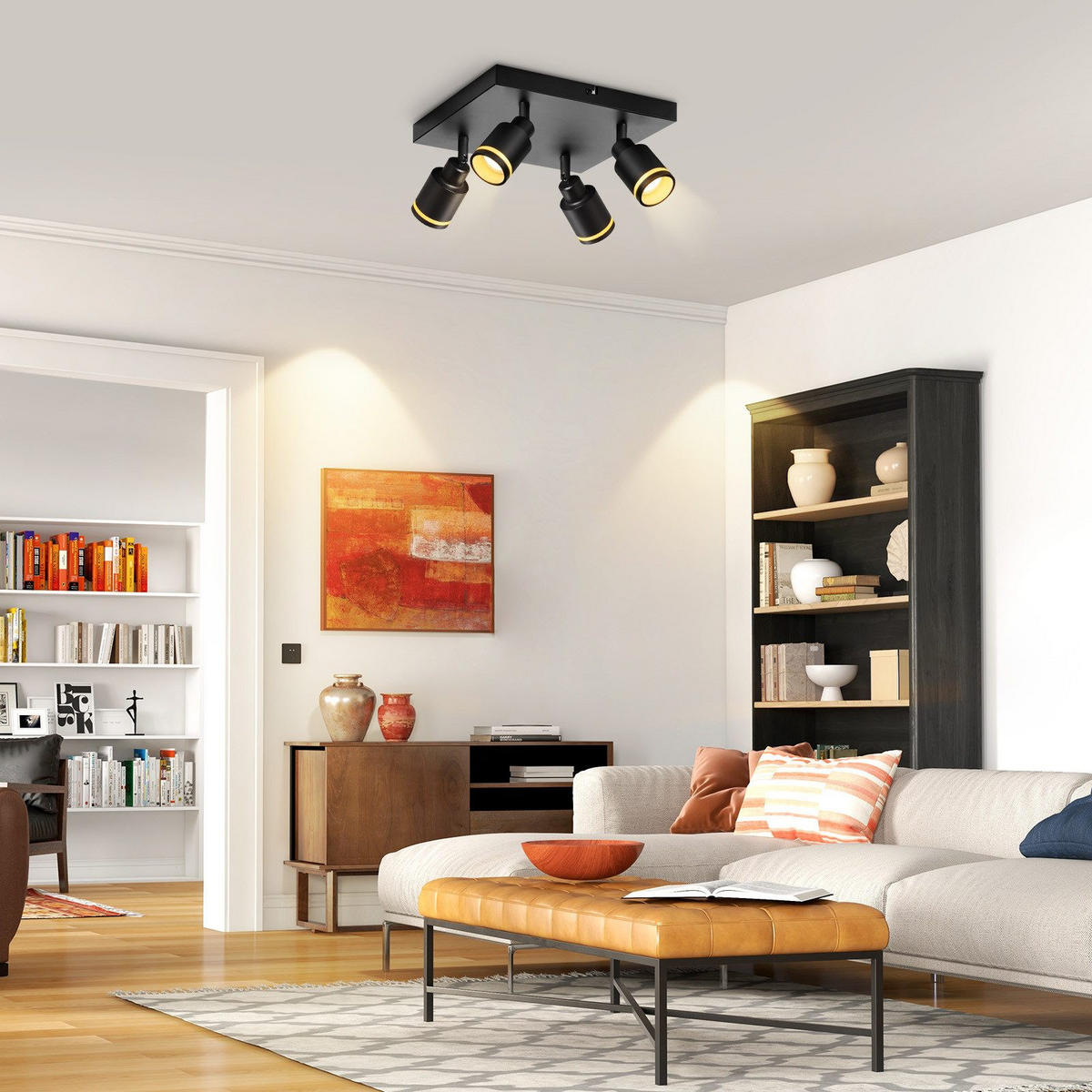 STRAHLER Lippstadt 4-flammig 25/25/15.7 cm - Schwarz, Metall (25/25/15.7cm) - Nettlife