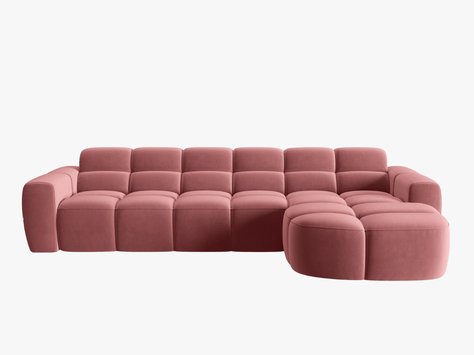 ECKSOFA rechts Lisa aus Samt lachs 4 Sitzplätze - Dunkelrosa, Textil (170/310cm) - Micadoni