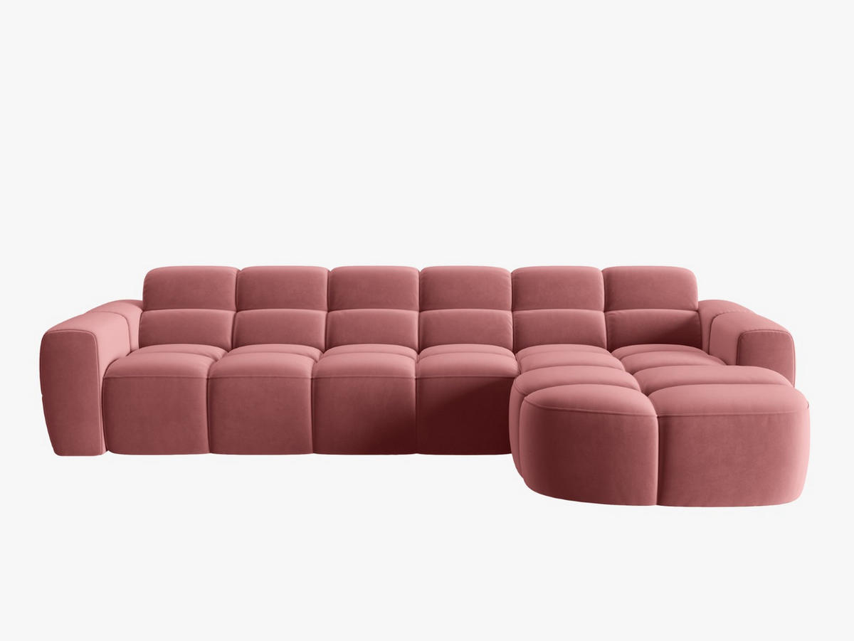 ECKSOFA rechts Lisa aus Samt lachs 4 Sitzplätze - Dunkelrosa, Textil (170/310cm) - Micadoni