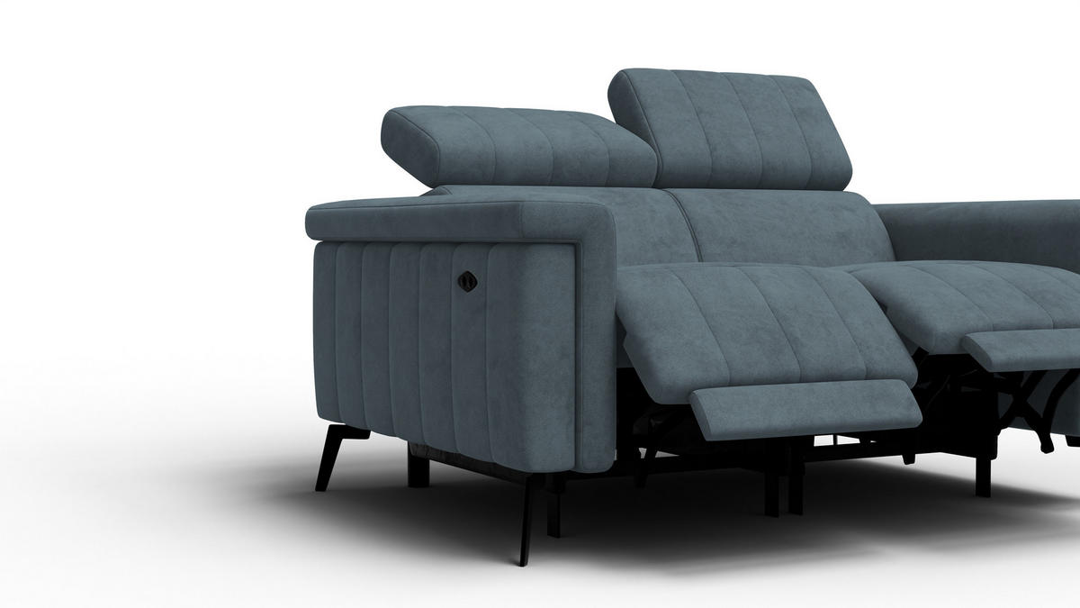 RELAXSOFA NORDEL 2-Sitzer, blaugrau - Blaugrau/Schwarz, Holz/Textil (150/80/105cm) - Courtois Laville