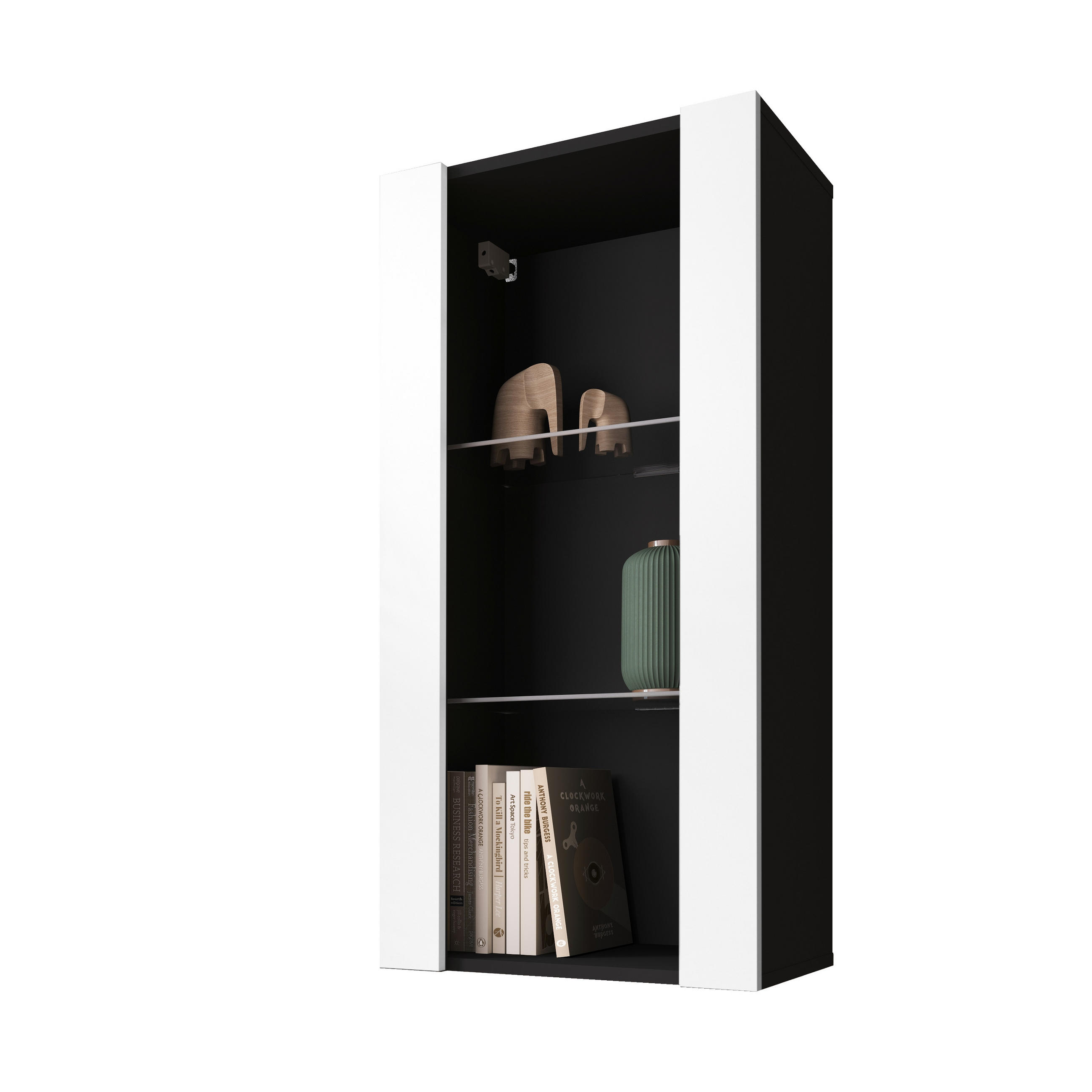 HÄNGEVITRINE TIVOLI Vertical 100, Weiss - Schwarz/Weiß, Glas/Holzwerkstoff (50/100/29.5cm) - Komodee