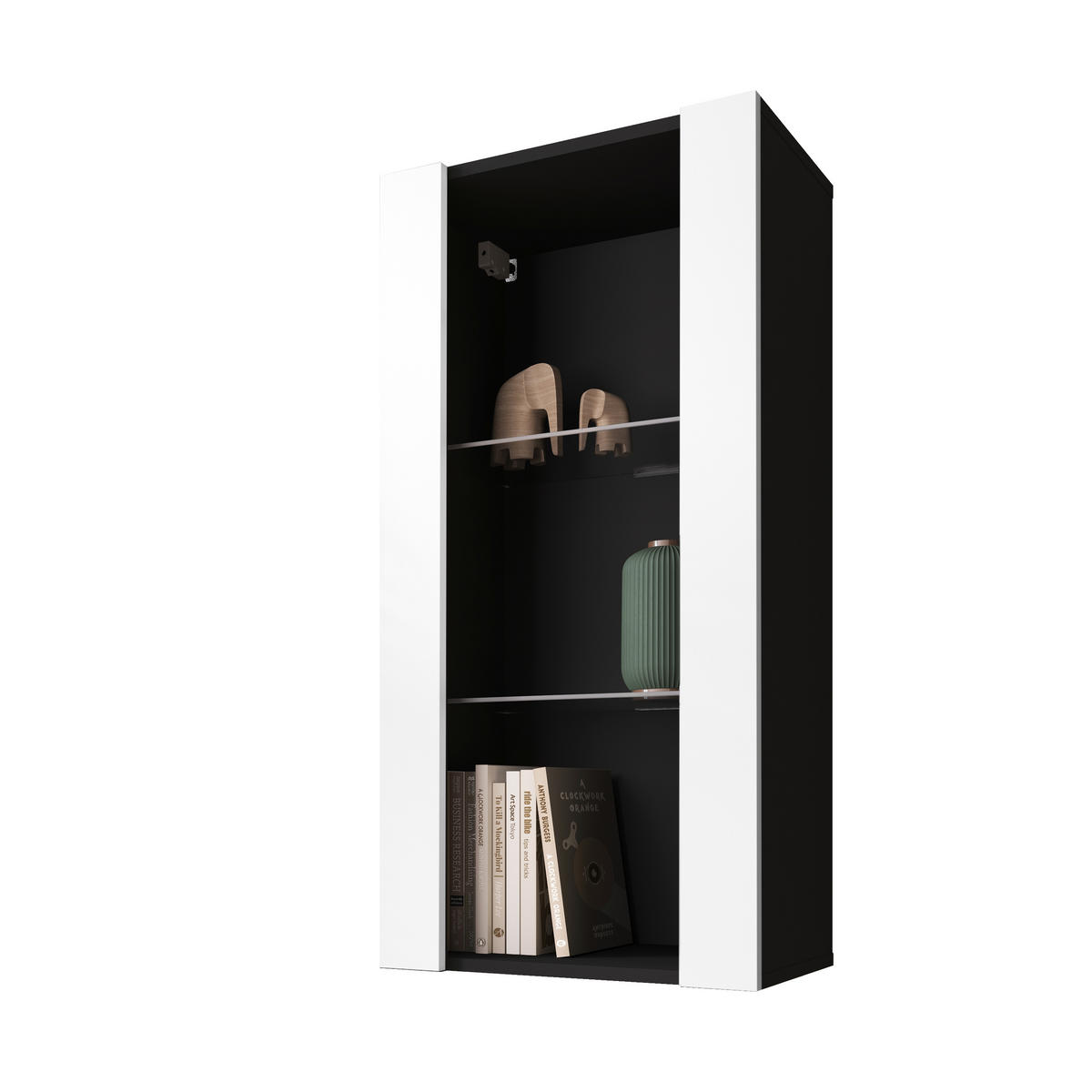 HÄNGEVITRINE TIVOLI Vertical 100, Weiss - Schwarz/Weiß, Glas/Holzwerkstoff (50/100/29.5cm) - Komodee