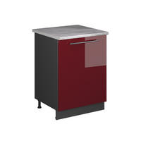 SKŘÍŇKA POD DŘEZ Fame-Line, Bordó červená vysoký lesk/Antracit, 60 cm - bordeaux/antracitová, kompozitní dřevo (60/82/60cm) - Vicco