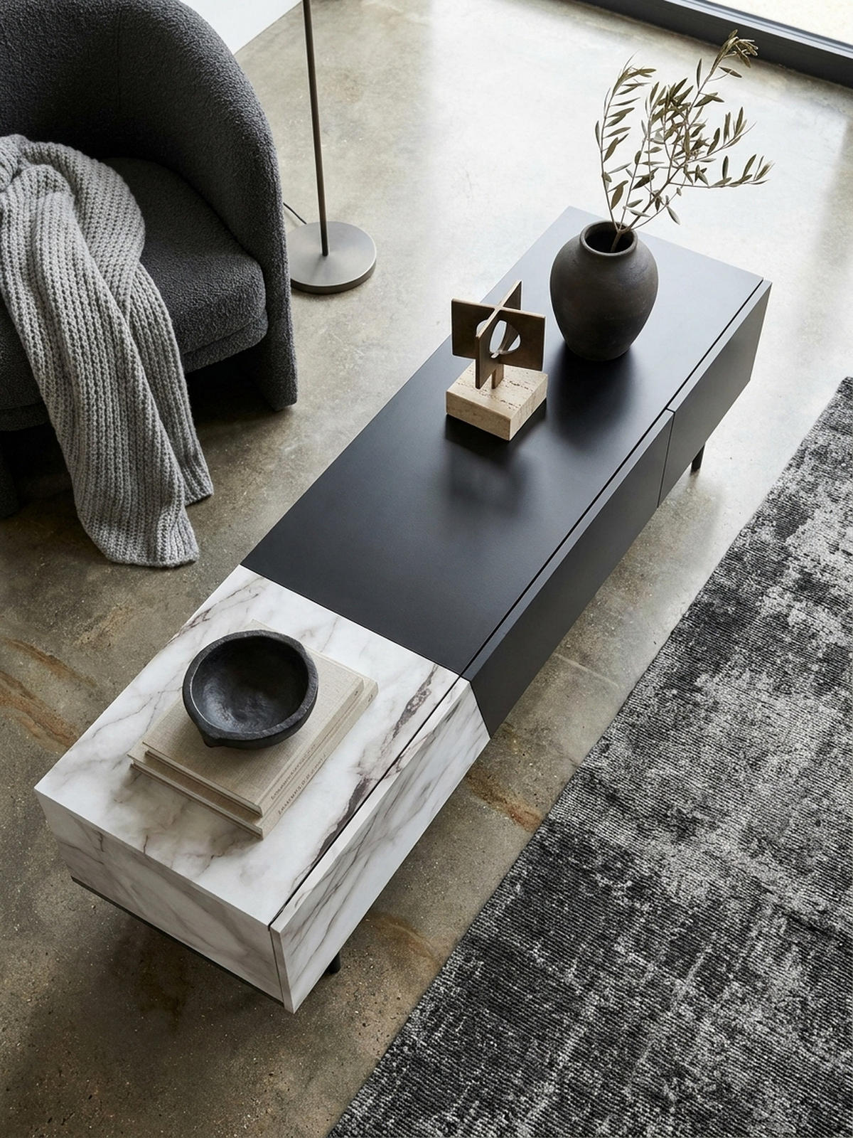 TV-LOWBOARD mit Eiche-Dekor, Türen und Schublade, modern, Weiß-Schwarz 150x40x40 cm - Schwarz/Weiß, Holzwerkstoff/Metall (150/40/40cm) - KADIMA DESIGN