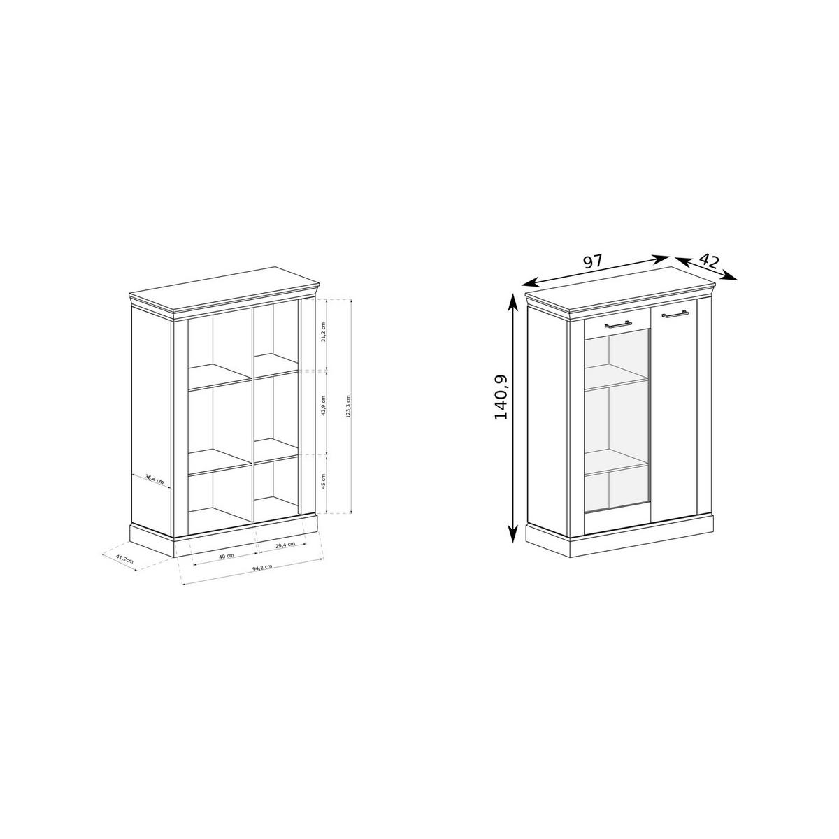 VITRINE Antica New AN-12 97 x 140,5 x 42 cm Kraft Gold - Wildeiche, Holzwerkstoff/Metall (97/140.5/42cm) - Koseto