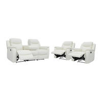 COUCHGARNITUR mit Sessel - 5 Personen - Leder - Elfenbeinfarben - EVASION - Weiß, Leder (205/100/96cm) - Vente-Unique