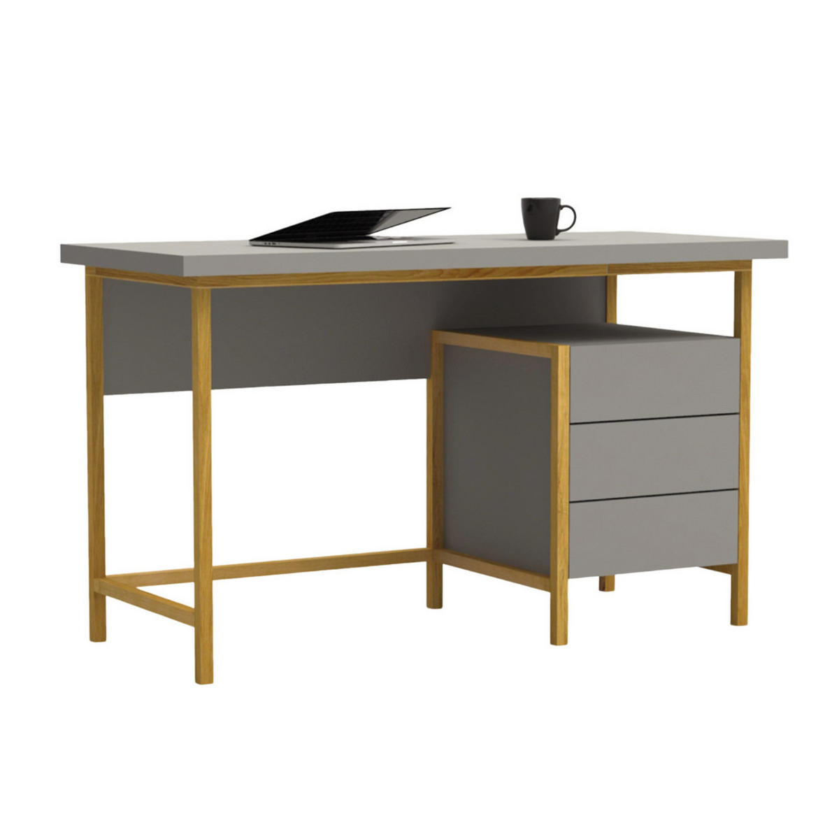 SCHREIBTISCH aus Massivholz BOSTON - Eichefarben, Holz (55/130/75cm) - Rawood Furniture