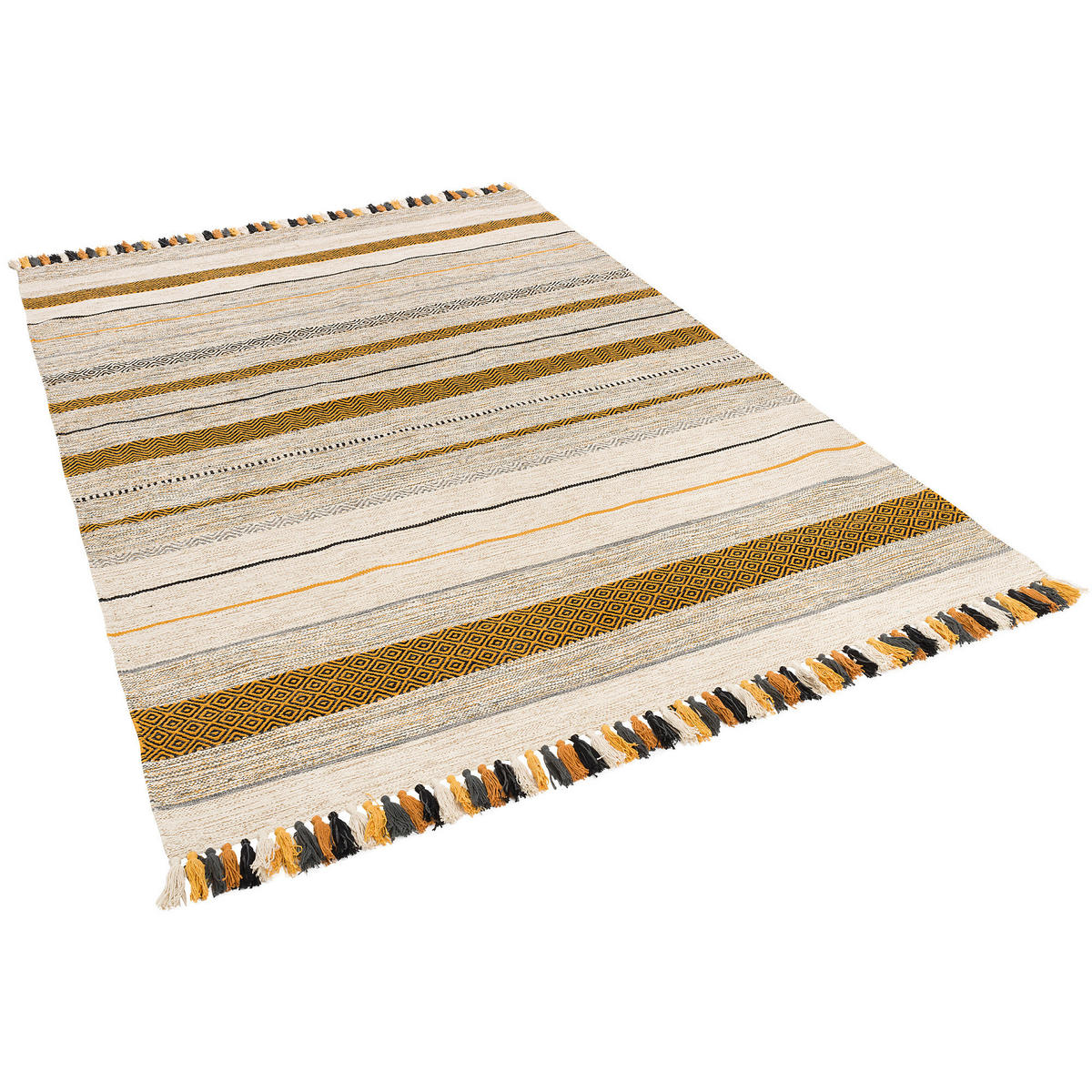 NATUR TEPPICH KELIM KALLEEN - Currygelb, Textil (90/160cm) - Pergamon