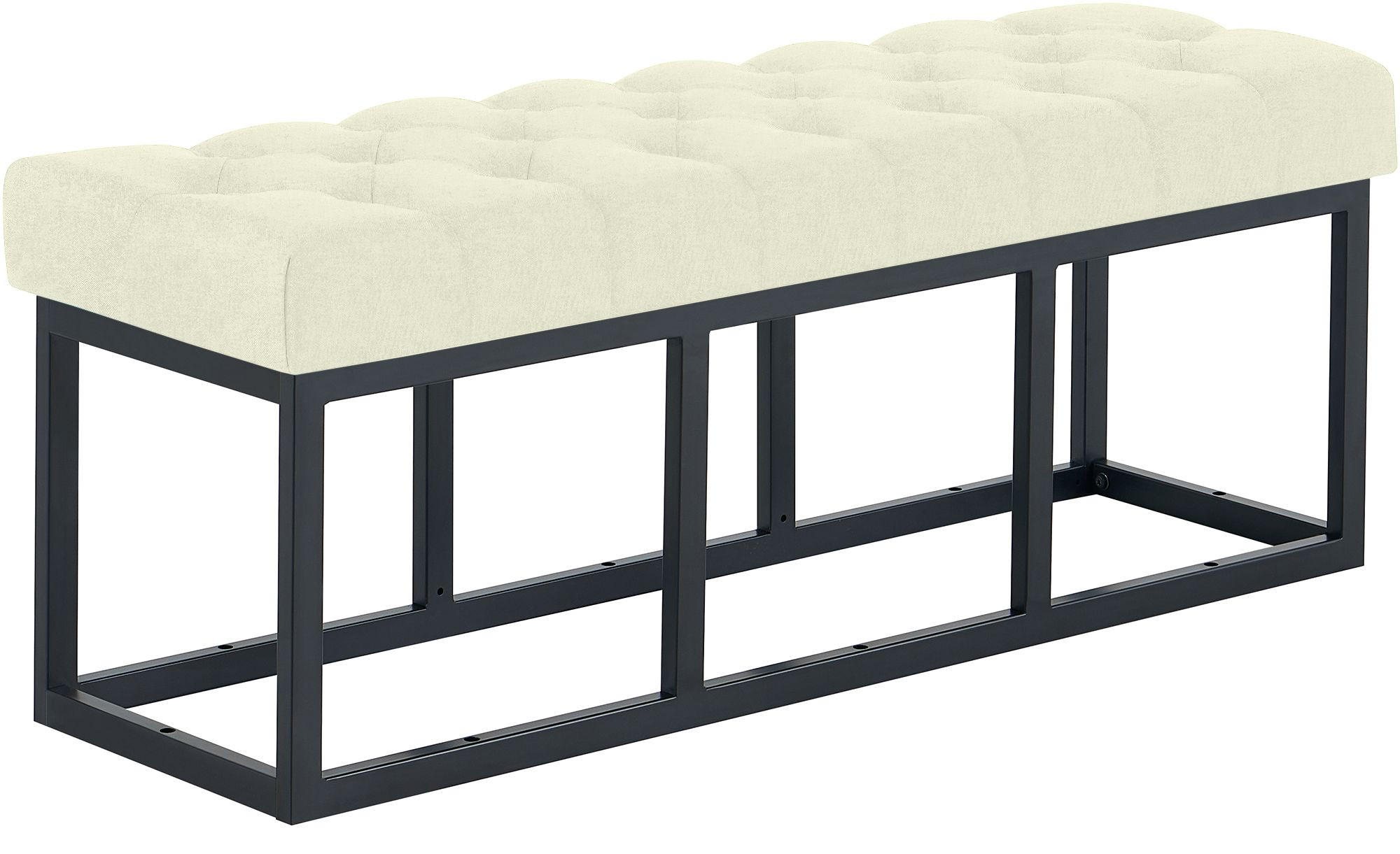 SITZBANK 120/38 cm Stoff Creme - Creme/Schwarz, Textil/Metall (120/46/38cm) - CLP