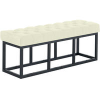 SITZBANK 120/38 cm Stoff Creme - Creme/Schwarz, Textil/Metall (120/46/38cm) - CLP