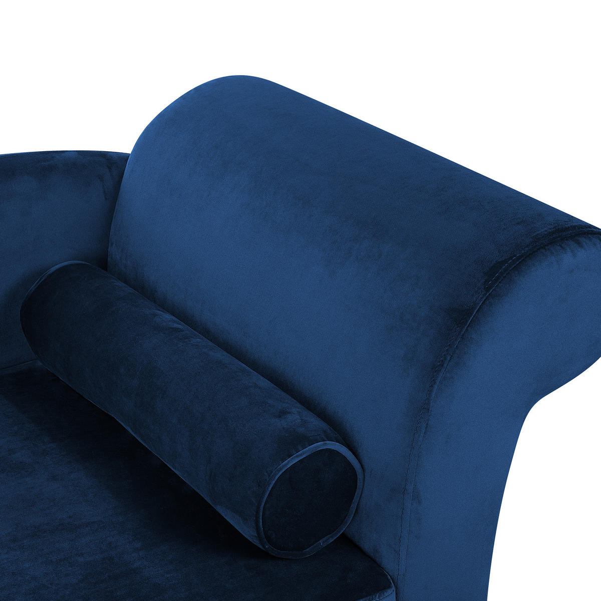 CHAISELONGUE Samtstoff marineblau rechtsseitig Luiro - Blau/Dunkelbraun, Textil (160/77/70cm) - Beliani