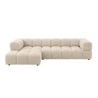 ROHOVÁ SEDAČKA ve tvaru L, velurová tkanina Bluvel, Krémová, Levá strana, Averro XL - krémová, dřevo (320/150cm) - Kaiser Möbel