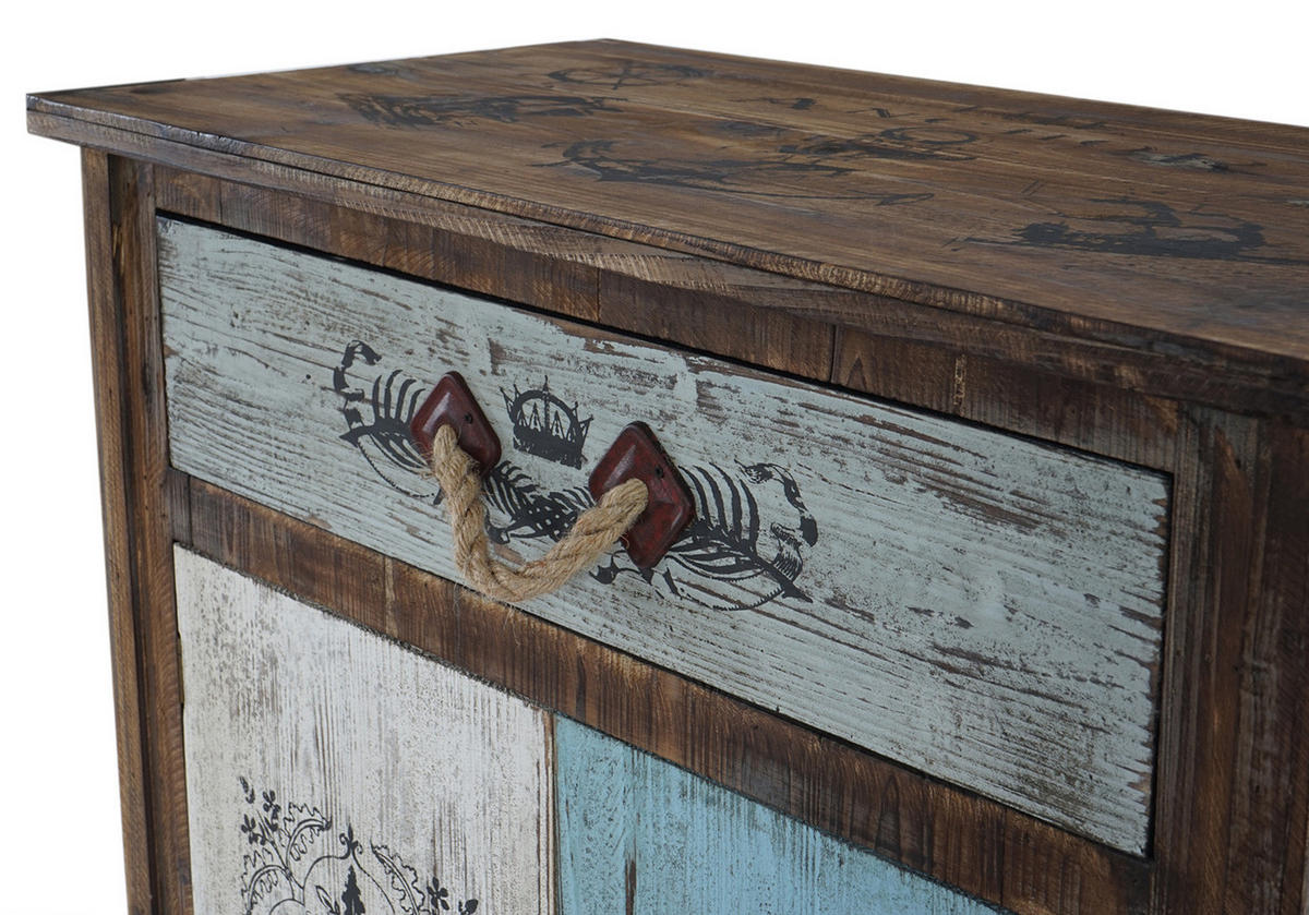KOMMODE Blau, Weiß - Blau/Weiß, Holz (80/84/40cm) - MCW
