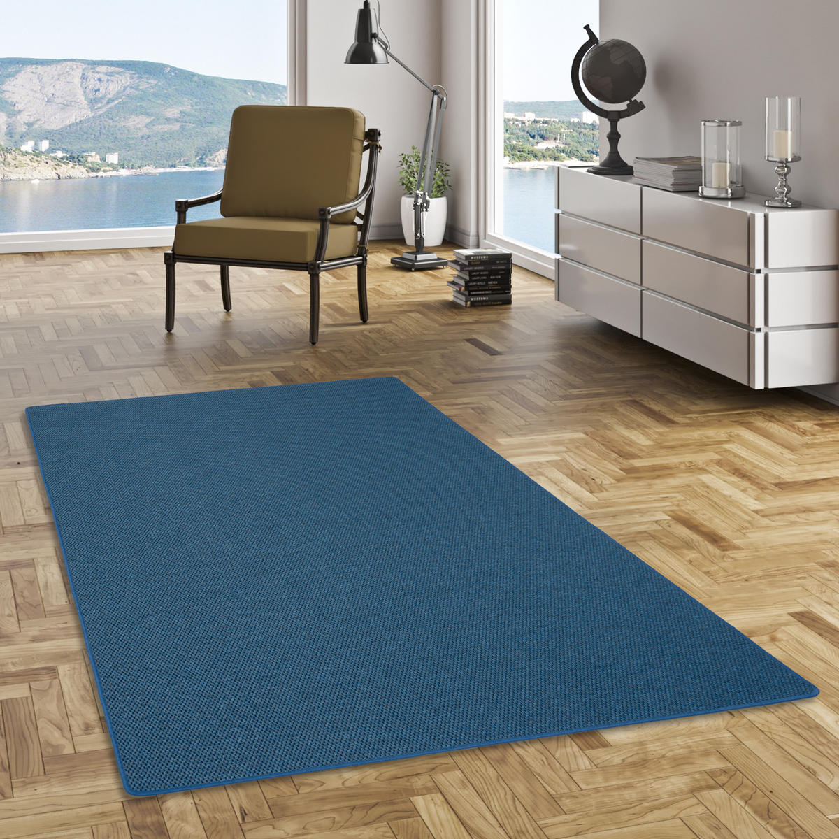 FLACHGEWEBE NATUR TEPPICH BENTZON - Blau, Textil (80/200cm) - Snapstyle