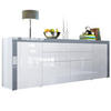 SIDEBOARD La Paz Weiß Hochglanz / Grau Hochglanz - Weiß Hochglanz, Holzwerkstoff (200/72/35cm) - Vladon