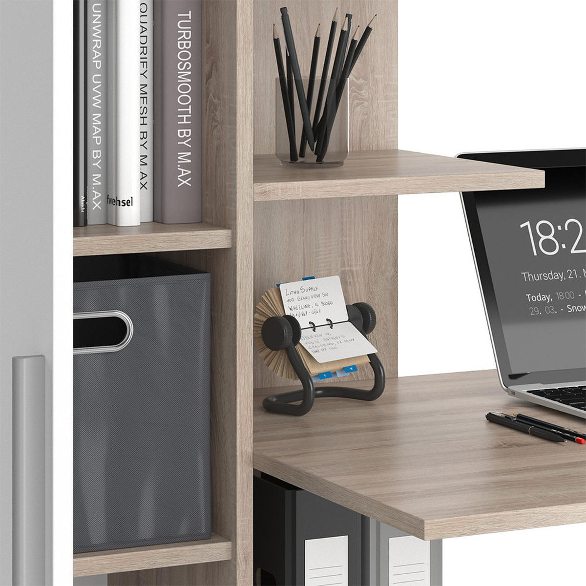 SCHREIBTISCH Tomy Sonoma/Weiß 150 x 59.3 cm - Weiß/Sonoma Eiche, Holzwerkstoff (59.3/150/120.1cm) - Vicco