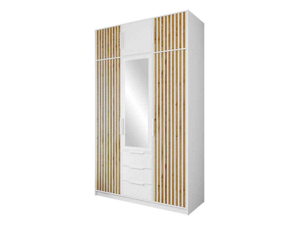 KLEIDERSCHRANK Bali Lux D3 mit Schrankaufsatz - Weiß, Holzwerkstoff/Metall (150/245/58cm) - MIRJAN24