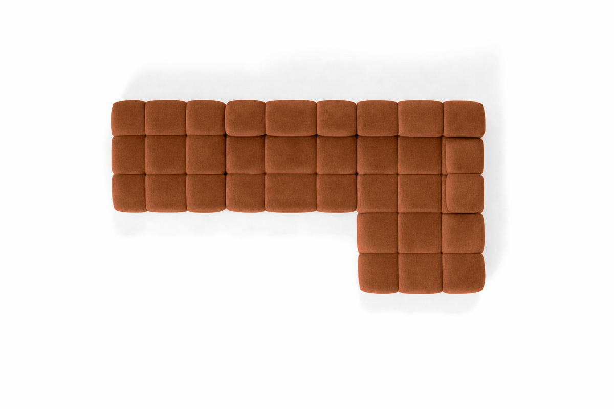 ECKSOFA L-Form Modular Mit Hocker, Veloursstoff Salvador, Braun, Rechts, Selia - Braun, Holz (285/160cm) - Kaiser Möbel