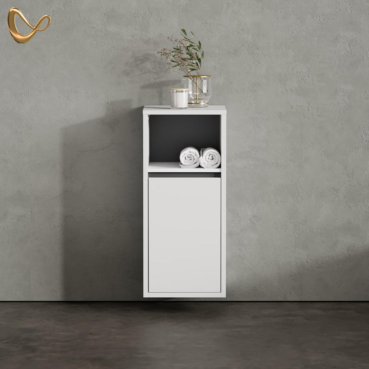 MIDISCHRANK Vomano Weiß 38 x 80 cm - Weiß, Holzwerkstoff (38/80/33cm) - Livinity®