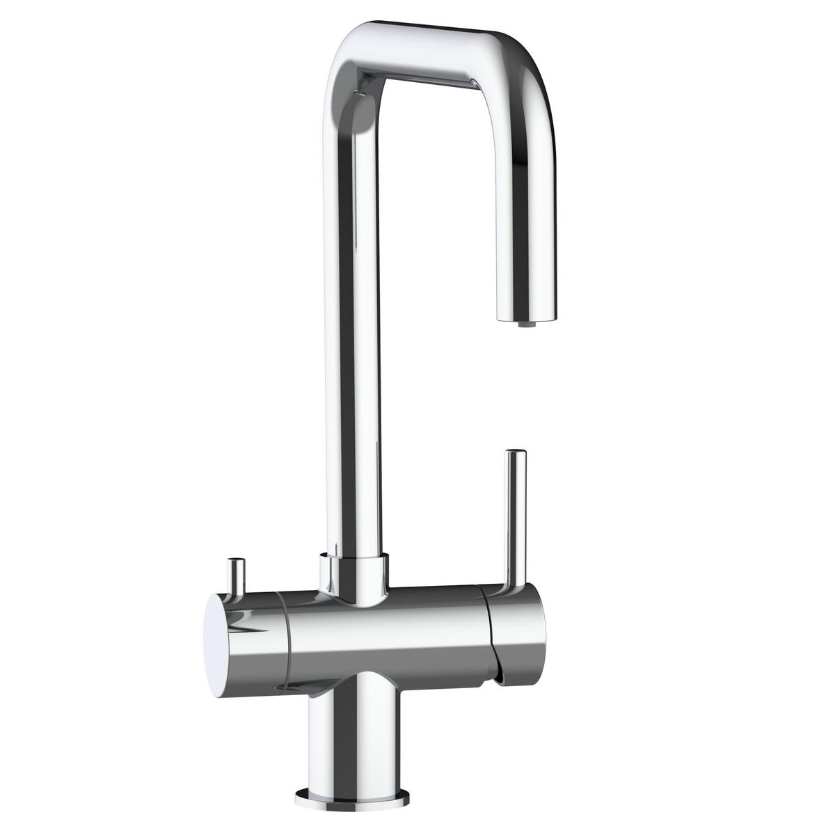 3-WEGE-KÜCHENARMATUR, Edelstahl Massiv aus Chirurgenstahl, Hochglanz, 360° schwenkbar - Edelstahlfarben, Metall (22/37/22cm) - VIZIO