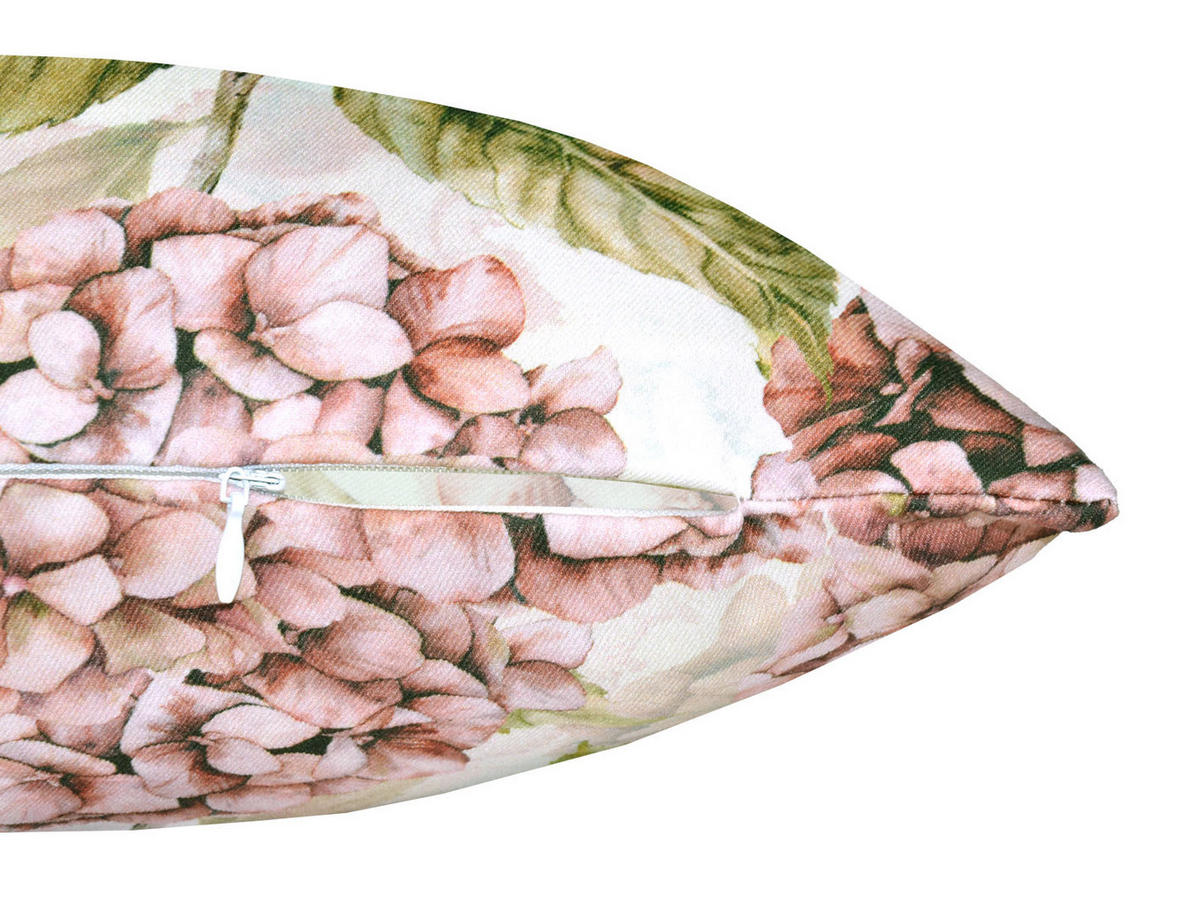 KISSENHÜLLE Landlust-Hortensie burgundy-rose 50/50 cm - Hellrosa/Dunkelrosa, Textil (50/50cm) - beties Heimtextil