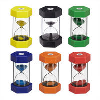 SANDUHR Bunt 6er-Set 1-30 min - Multicolor, Glas/Naturmaterialen (9/15.5/8cm) - Relaxdays