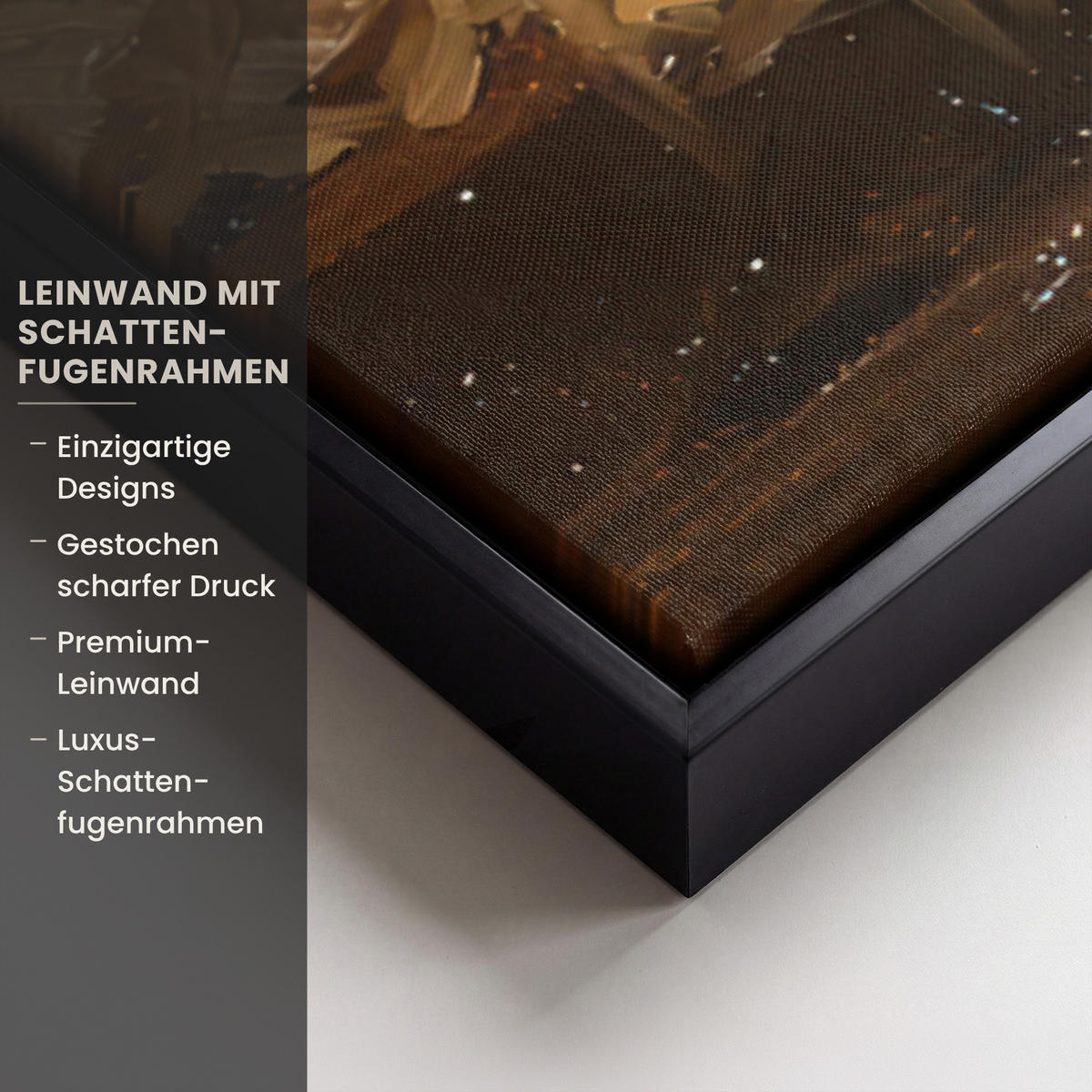 LEINWAND Bilder mit Rahmen - Katze - Weihnachten - Winter - Tier - 90x90 - Bernsteinfarben, Textil (90/90cm) - MuchoWow