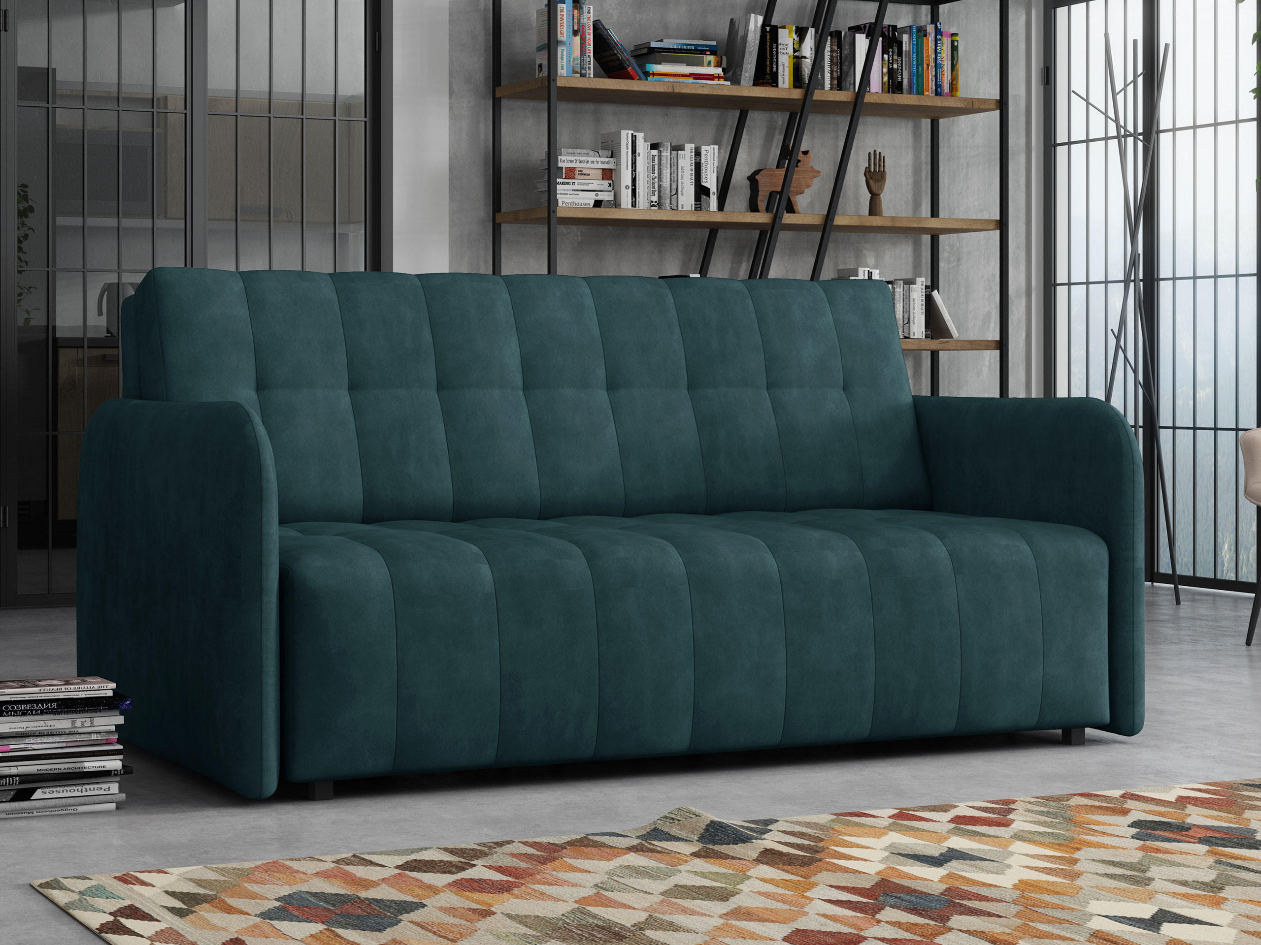 SCHLAFSOFA Viva Grand IV - Türkis/Schwarz, Holz/Kunststoff (165/85/95cm) - MIRJAN24